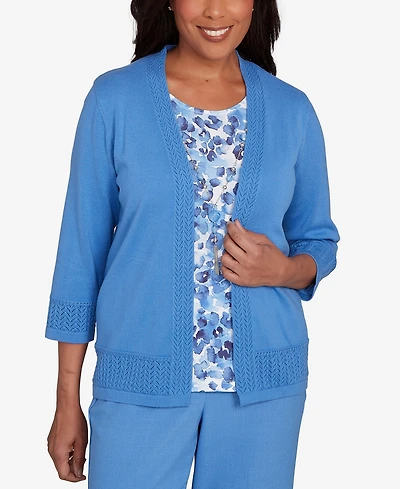 Alfred Dunner Women's Animal Two One Periwinkle Sweater