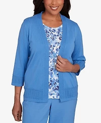Alfred Dunner Women's Animal Two One Periwinkle Sweater