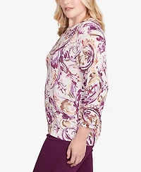 Alfred Dunner Women's Urban Legend Shimmer Paisley Crew Neck Sweater