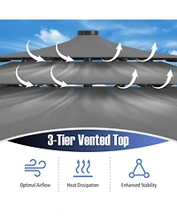 Gymax 10 Ft Solar Patio Umbrella w/ 32 Led Lights 3-Tier Vented Top Tilt Adjustment