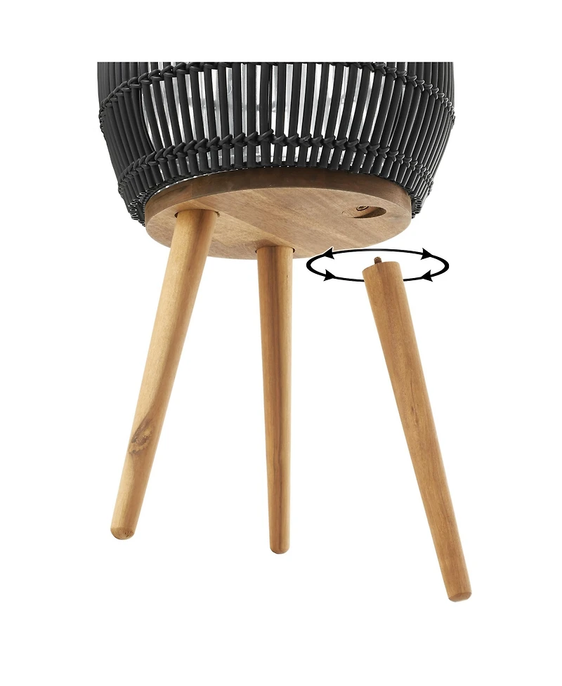 Casafield Floor Planter with Wood Legs Natural, Basket Stand, Large Plant Pot Cover Liner