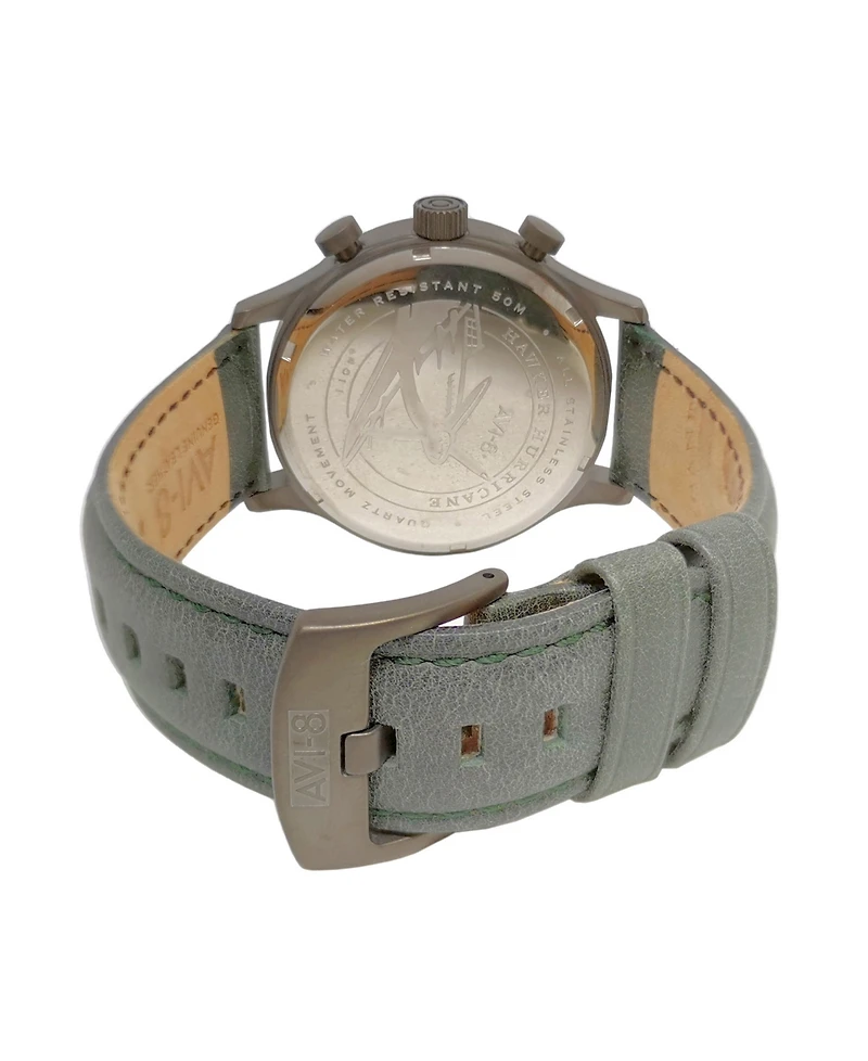 Avi-8 Men's Hawker Hurricane Chronograph Dark Green Genuine Leather Strap Watch 42mm