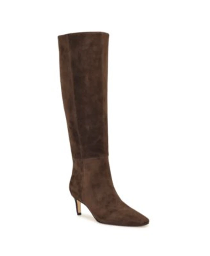 Nine West Womens Caddy Tall Kitten Heel Boots Regular Wide Calf