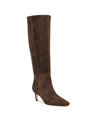 Nine West Womens Caddy Tall Kitten Heel Boots Regular Wide Calf