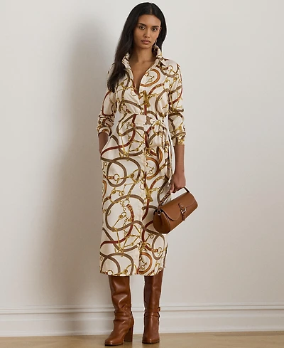 Lauren Ralph Women's Luxe Twill-Fayella Belting-Print Dress