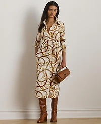 Lauren Ralph Women's Luxe Twill-Fayella Belting-Print Dress