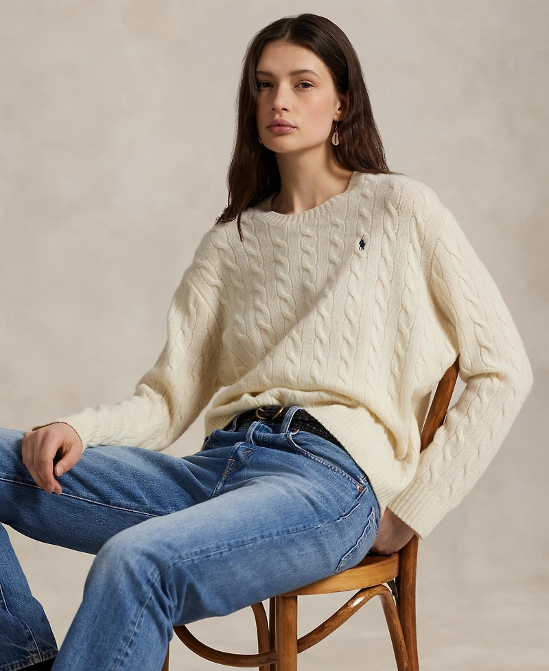 Polo Ralph Lauren Women's Cable Wool-Cashmere Crewneck Sweater
