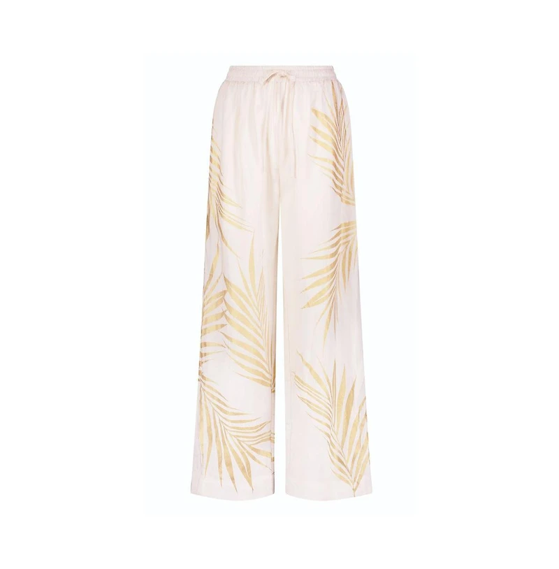 The Noli Shop Women's Sola Linen Pant - Gold Palm