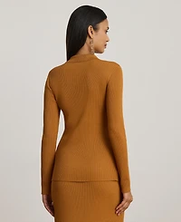 Lauren Ralph Women's Rib-Knit Long Sleeve Polo Cardigan Sweater