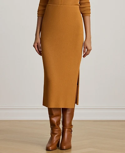 Lauren Ralph Women's Grenya Rib-Knit Pencil Midi Skirt