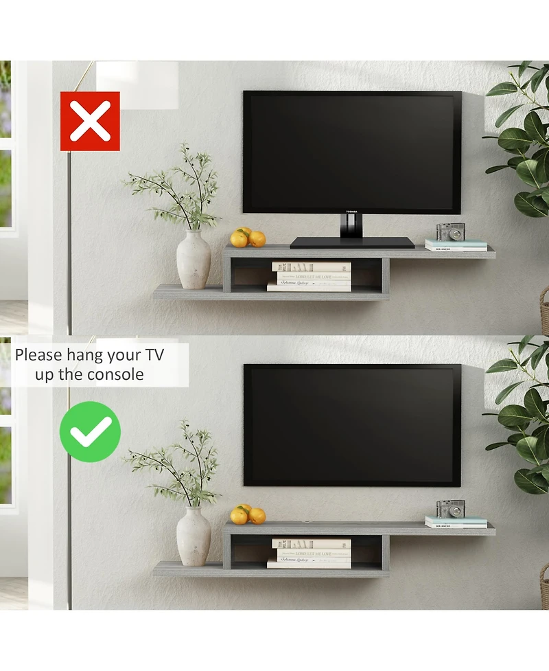 Homcom Wall Mounted Media Console, Floating Tv Sd