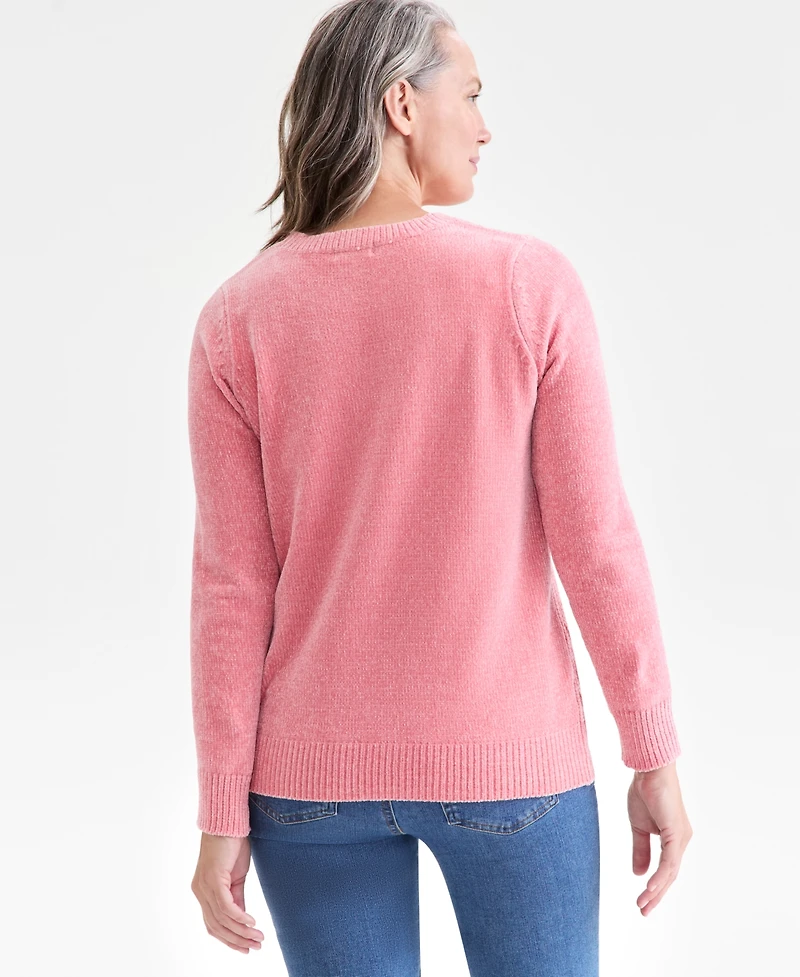 Style & Co Women's Chenille Crewneck Cable-Knit Sweater, Macy's Exclusive
