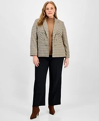 Jones New York Plus Check Faux Double-Breasted Jacket