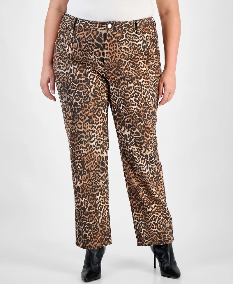 Jones New York Plus Printed Lexington Straight-Leg Pants