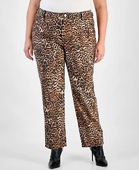Jones New York Plus Printed Lexington Straight-Leg Pants