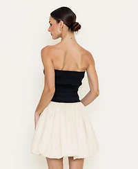 Modenaire Women's Strapless Smocked Bodice Bubble Hem Mini Dress
