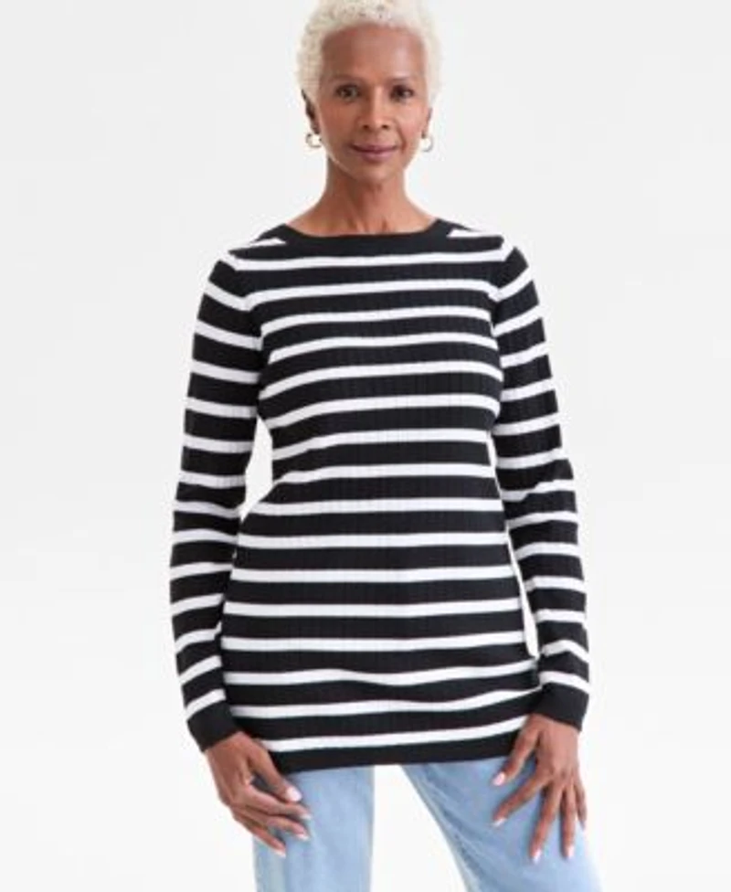 Style Co Womens Ribbed Boat Neck Tunic Sweater Macys Exclusive