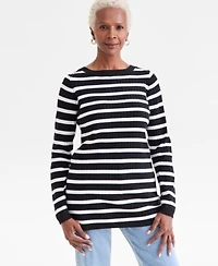 Style Co Womens Ribbed Boat Neck Tunic Sweater Macys Exclusive