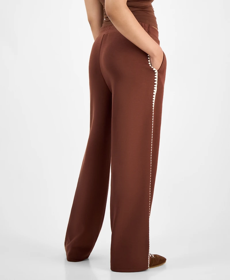 And Now This Women's Blanket-Stitch Scuba Pull-On Pants, Macy's Exclusive