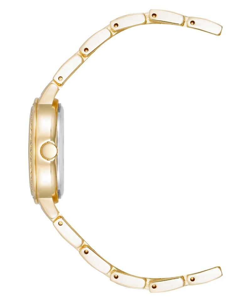 Anne Klein Women's Quartz Round Black and Gold-Tone Metal Alloy Watch, 30mm