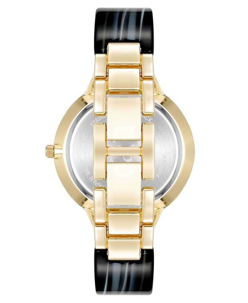 Anne Klein Women's Quartz Tan Acetate and Gold-Tone Metal Alloy Bangle Watch, 36mm