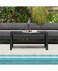 Outsunny Outdoor Table, Recgle Side Table with Steel Frame,
