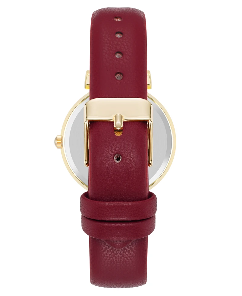 Anne Klein Women's Quartz Burgundy Leather Band Watch, 36mm