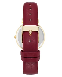 Anne Klein Women's Quartz Burgundy Leather Band Watch, 36mm