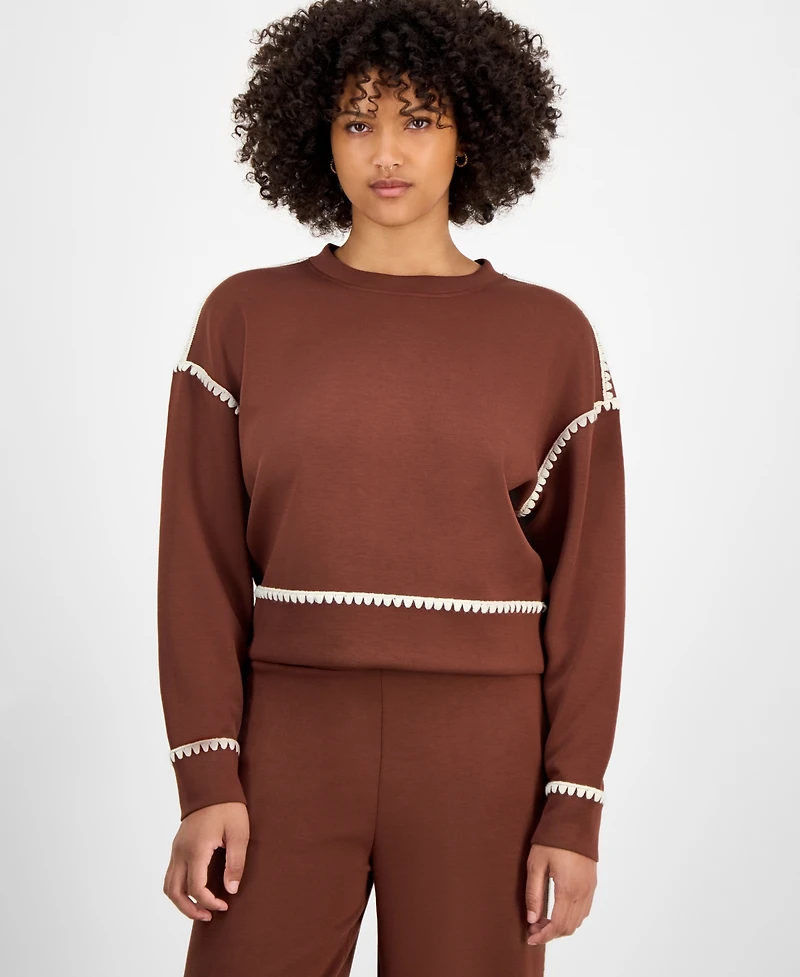 And Now This Women's Contrast Stitch Crewneck Sweatshirt, Macy's Exclusive