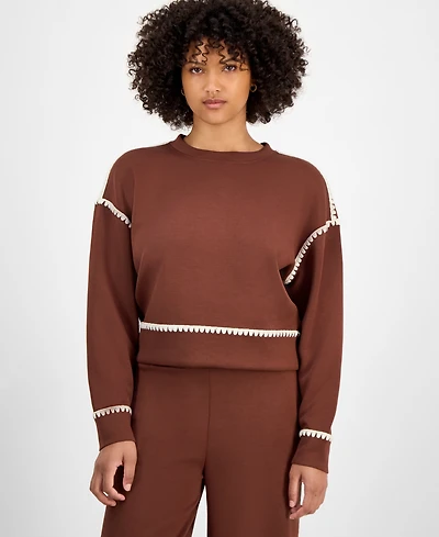 And Now This Women's Contrast Stitch Crewneck Sweatshirt, Macy's Exclusive