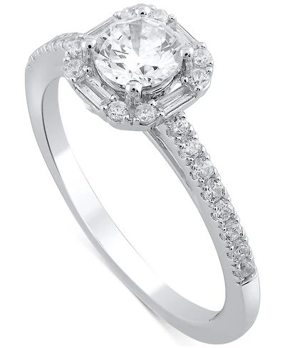 Diamond Halo Engagement Ring (3/4 ct. t.w.) in 14k White Gold