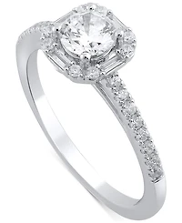 Diamond Halo Engagement Ring (3/4 ct. t.w.) in 14k White Gold