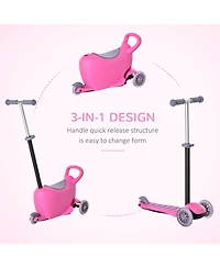 Qaba 3-in-1 Kids Scooter, Ride-on Sliding Car & Push Walker for 2-6 years,