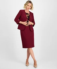 Kasper Women's Collarless Open-Front Cuffed Jacket, Regular & Petite