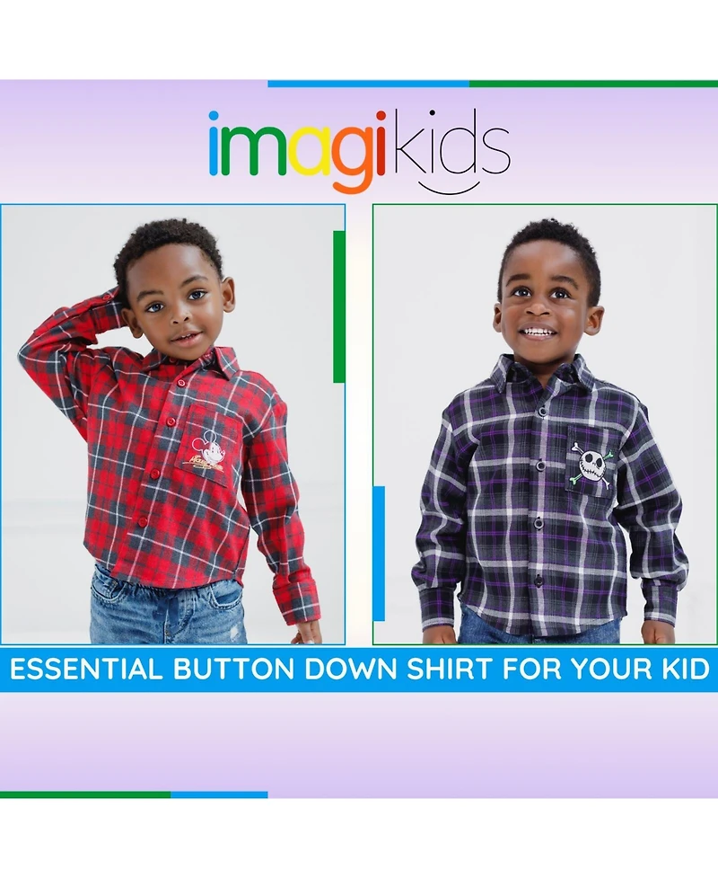 Nightmare Before Christmas Boys Disney Flannel Button Down Dress Shirt