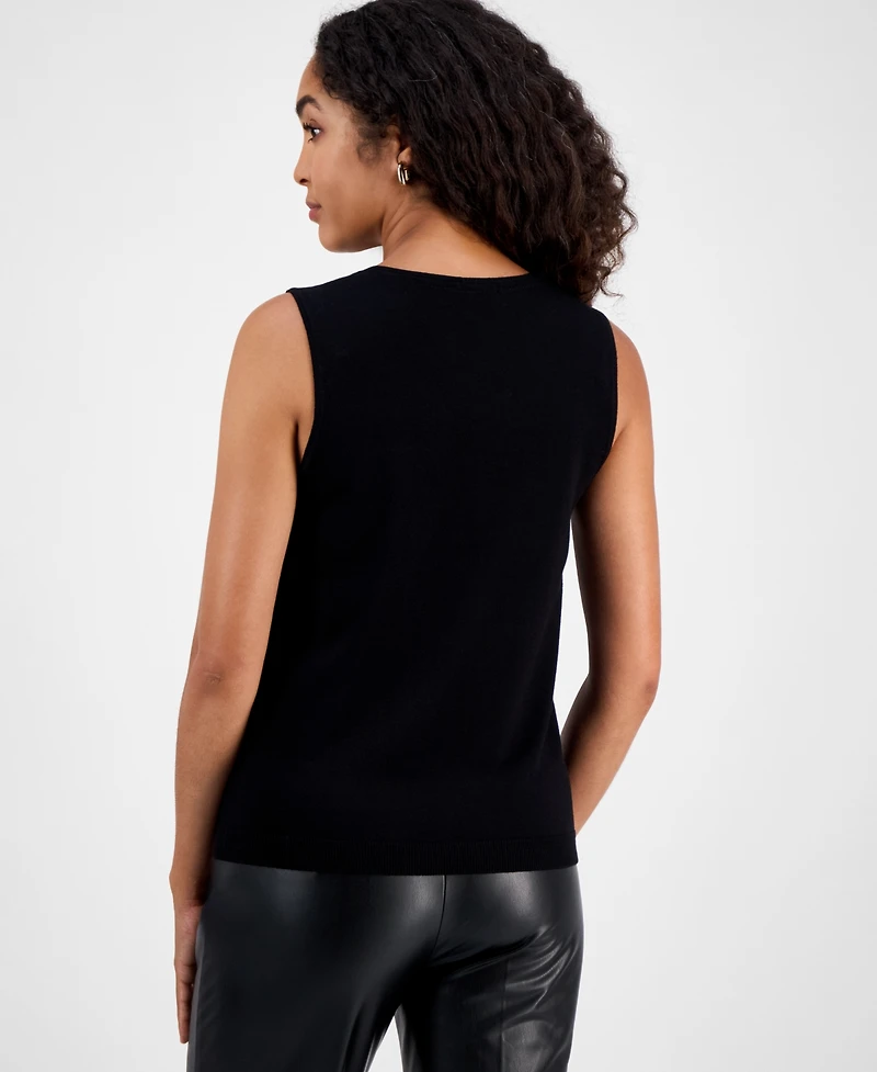 Kasper Women's Studded V-Neck Sleeveless Top