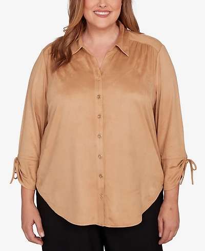 Alfred Dunner Plus Mount Laurel Button Front Top