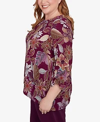 Alfred Dunner Plus Urban Legend Batik Floral Melange Printed Top