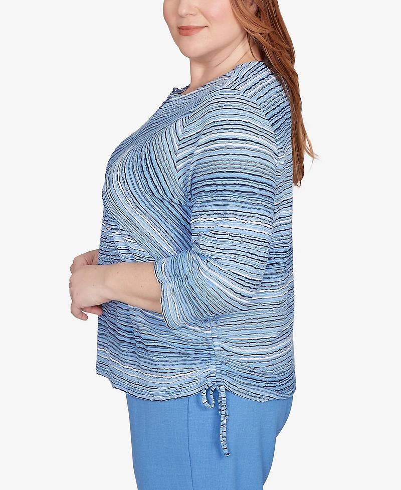 Alfred Dunner Plus As Usual Spliced Textured Stripe Knit Top