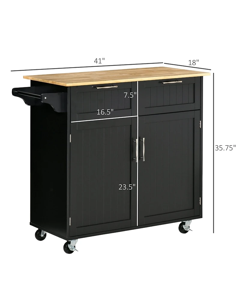 Halifax North America Black Kitchen Trolley: Modern Rolling Cart with Adjustable Shelving