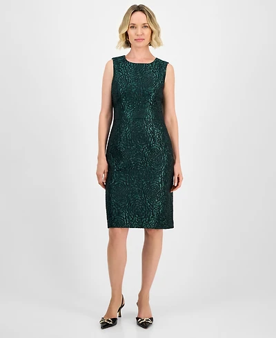 Kasper Women's Damask Sleeveless Sheath Dress, Regular & Petite