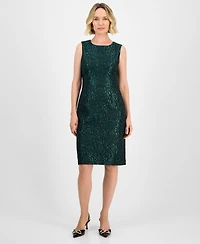 Kasper Women's Damask Sleeveless Sheath Dress, Regular & Petite