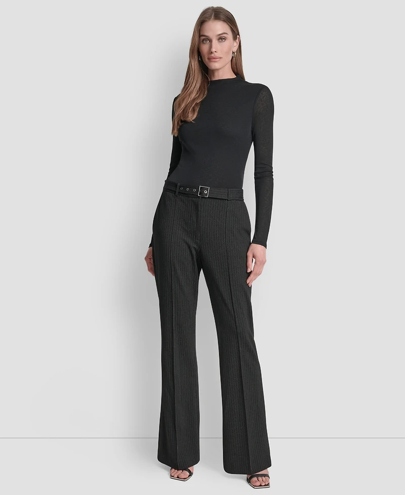 Dkny Women's Elizabeth Stripe Pintuck Mid-Rise Flare Trousers