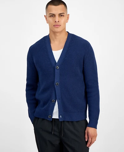 Mode of One Men's Shaker-Stitch V-Neck Cardigan, Macy's Exclusive
