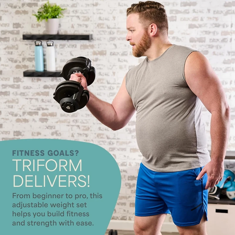 Lifepro Adjustable Dumbbells Set with Rack - Quick Adjust Weights, Secure Grip, Compact Design for Home Gym