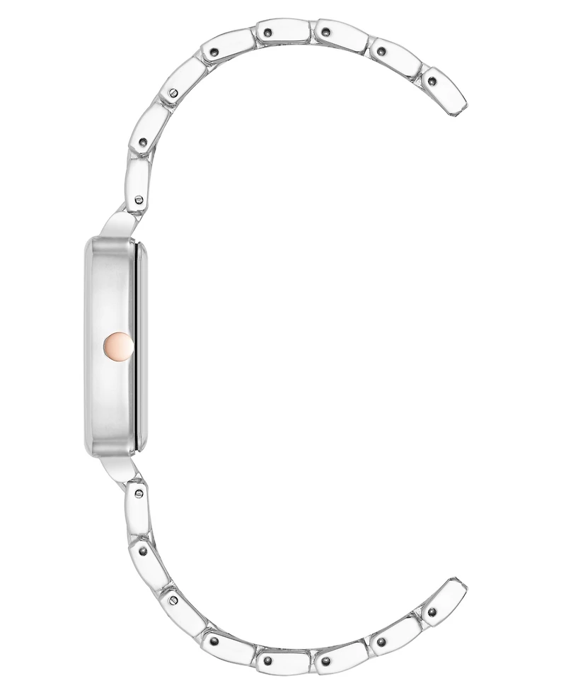 Anne Klein Women's Quartz Cushion Silver-Tone and Rose Gold-Tone Metal Alloy Watch, 26mm