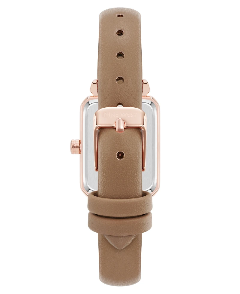 Nine West Women's Quartz Everyday Taupe Leather and Rose Gold-Tone Watch, 25mm