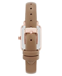 Nine West Women's Quartz Everyday Taupe Leather and Rose Gold-Tone Watch, 25mm