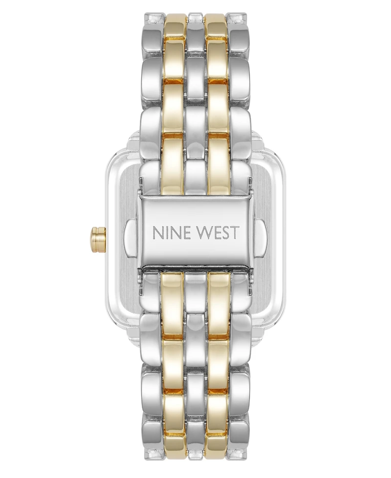 Anne Klein Women's Quartz Square Silver-Tone and Gold-Tone Metal Alloy Watch, 29mm
