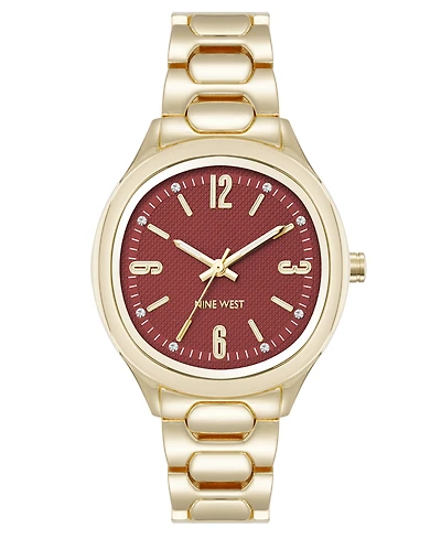 Anne Klein Women's Quartz Unique Burgundy and Gold-Tone Metal Alloy Watch, 33mm